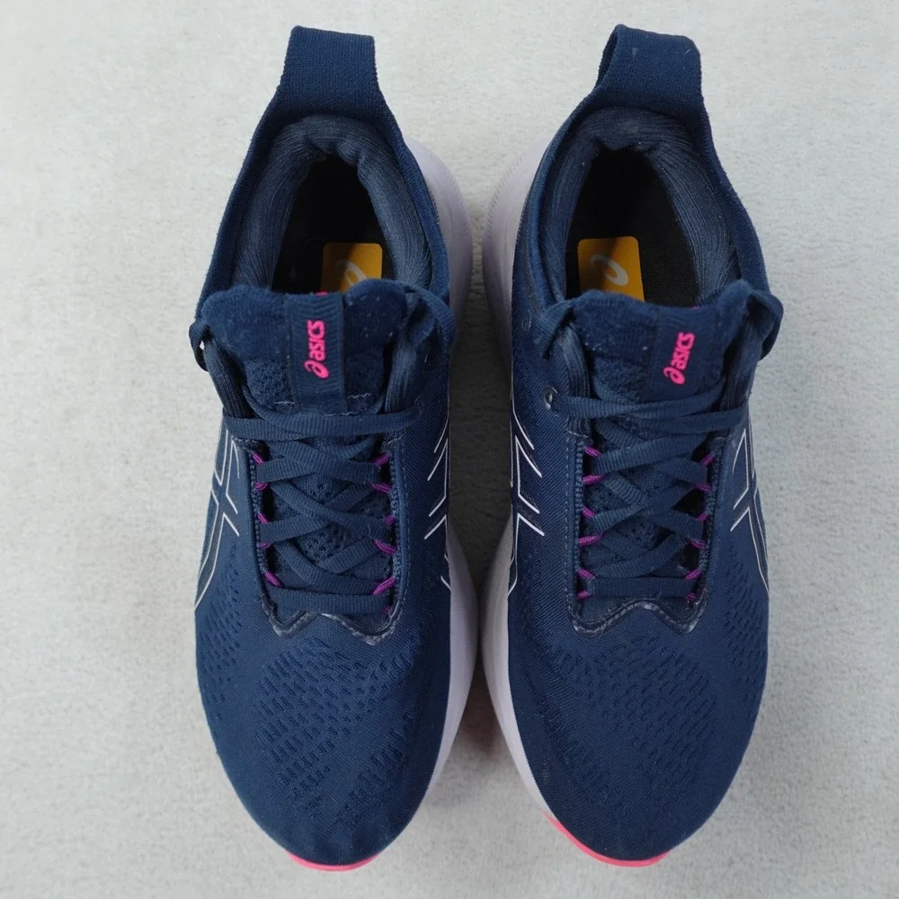 ASICS Gel Nimbus 25 Womens 7 Running Shoes Navy Pink PureGEL FF Blast Gym